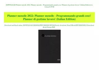 DOWNLOAD Planner mensile 2022 Planner mensile - Programmando grandi cose! Planner di gestione lavoro! (Italian Edition)