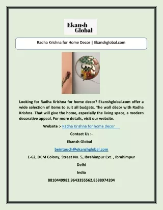 Radha Krishna for Home Decor | Ekanshglobal.com