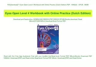 Pdf [download]^^ Eyes Open Level 4 Workbook with Online Practice (Dutch Edition) PDF - KINDLE - EPUB - MOBI
