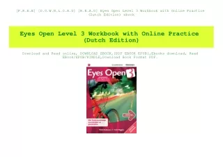 [F.R.E.E] [D.O.W.N.L.O.A.D] [R.E.A.D] Eyes Open Level 3 Workbook with Online Practice (Dutch Edition) ebook