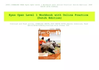 [PDF] DOWNLOAD READ Eyes Open Level 1 Workbook with Online Practice (Dutch Edition) [PDF EBOOK EPUB KINDLE]