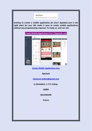Create Mobile Application Free  Appstylo.com