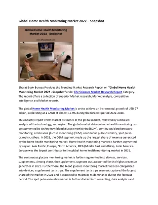 global home health monitoring market 2022 snapshot