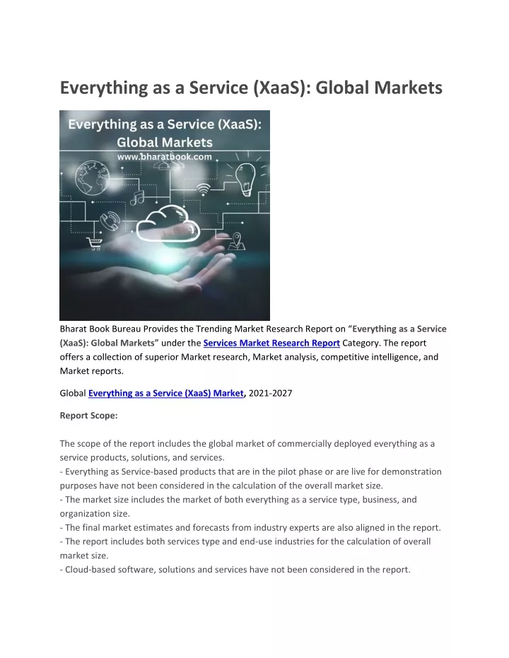 everything as a service xaas global markets