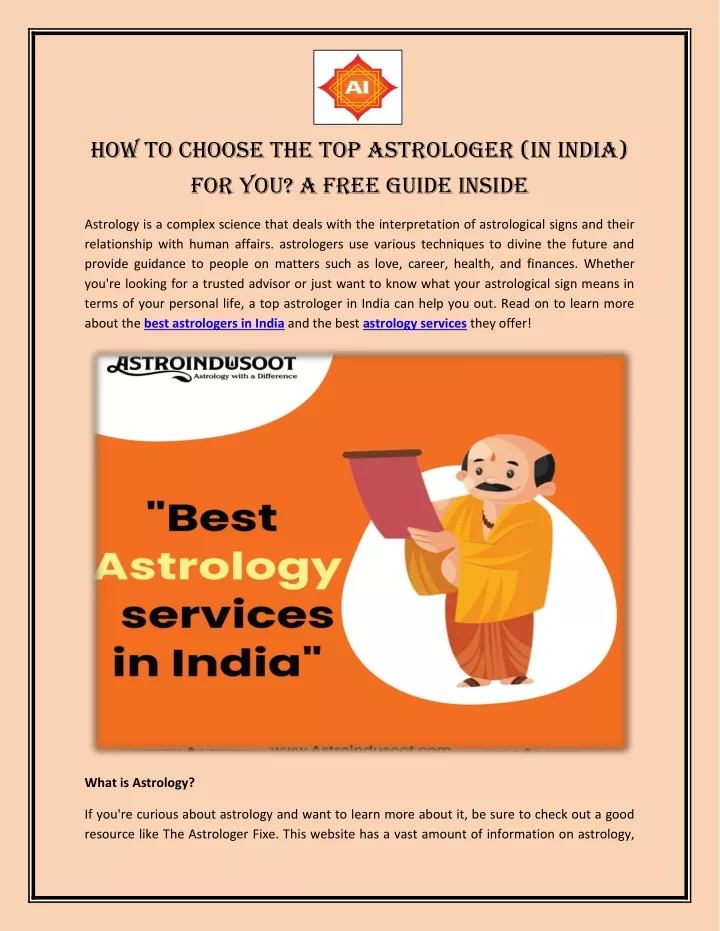 how to choose the top astrologer in india