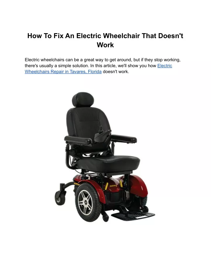 how to fix an electric wheelchair that doesn