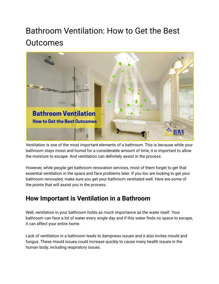 bathroom ventilation how to get the best outcomes