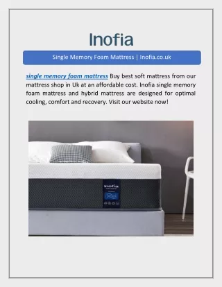 Single Memory Foam Mattress | Inofia.co.uk