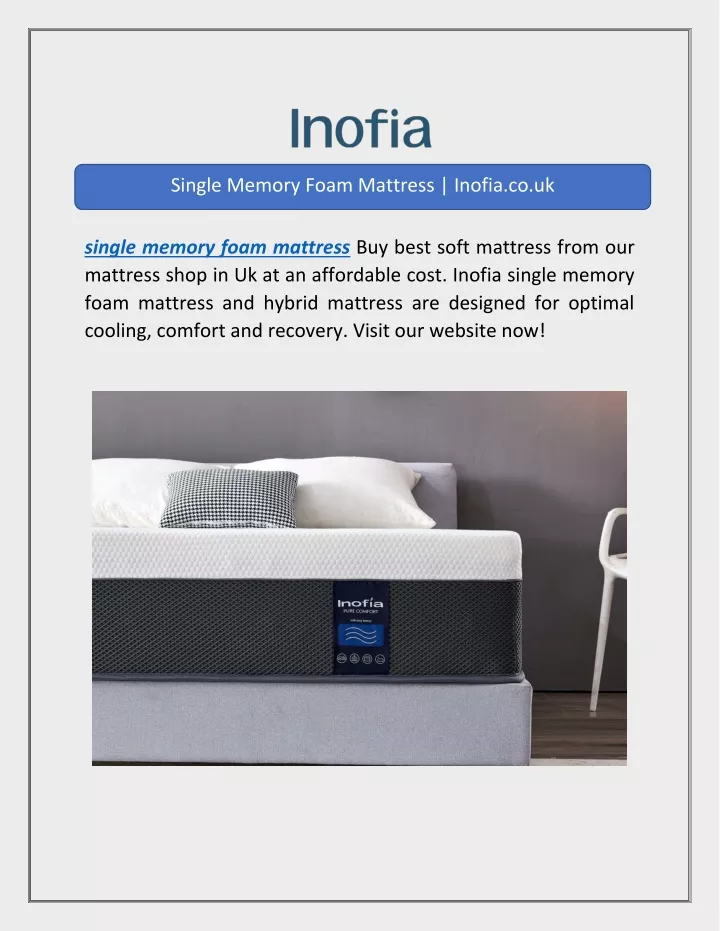 single memory foam mattress inofia co uk