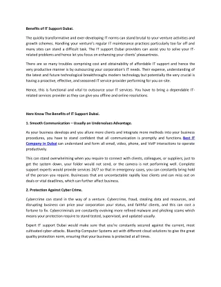 Benefits of IT Support Dubai