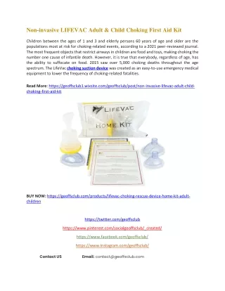 Non-invasive LIFEVAC Adult & Child Choking First Aid Kit