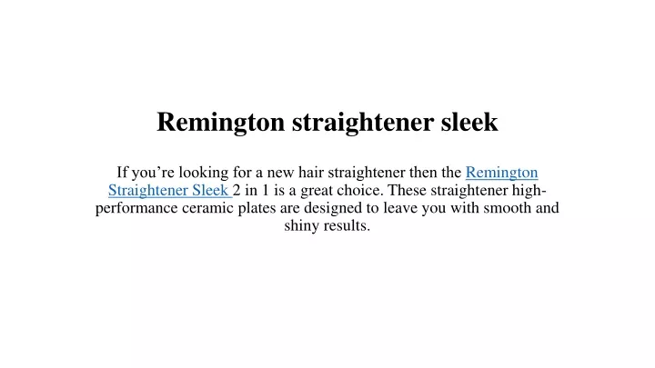 remington straightener sleek