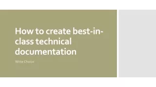 How to create best-in-class technical documentation