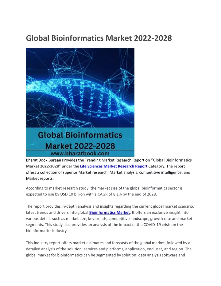 global bioinformatics market 2022 2028