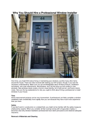 why you should hire a professional window