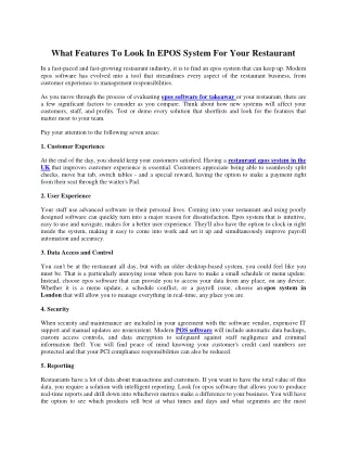 what features to look in epos system for your