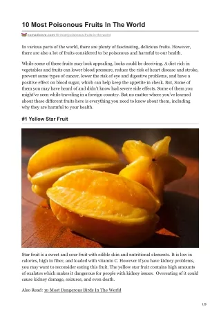 10 Most Poisonous Fruits In The World