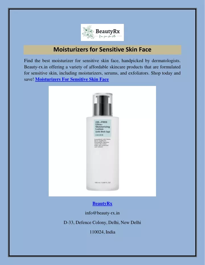 moisturizers for sensitive skin face