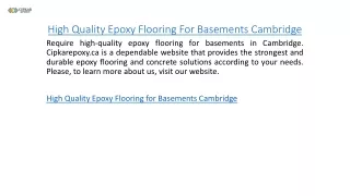 high quality epoxy flooring for basements cambridge