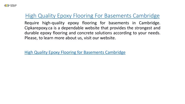 high quality epoxy flooring for basements cambridge
