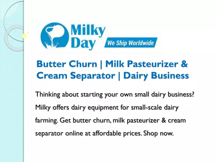 butter churn milk pasteurizer cream separator dairy business