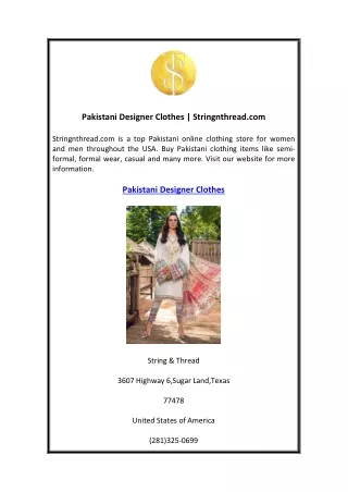 Pakistani Designer Clothes Stringnthread.com