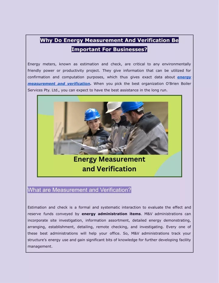 why do energy measurement and verification be