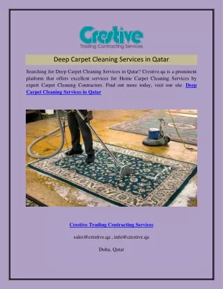 Deep Carpet Cleaning Services in Qatar Crestive.qa
