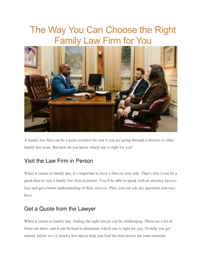 the way you can choose the right family law firm