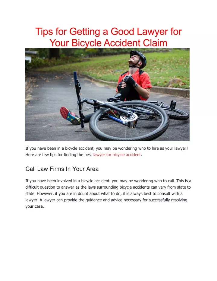 tips for getting a good lawyer for your bicycle