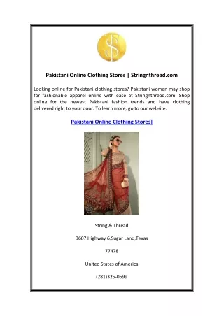 Pakistani Online Clothing Stores  Stringnthread.com