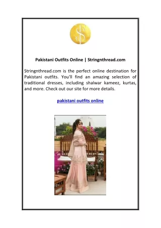 Pakistani Outfits Online Stringnthread.com
