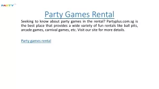Party Games Rental  Partyplus.com.sg