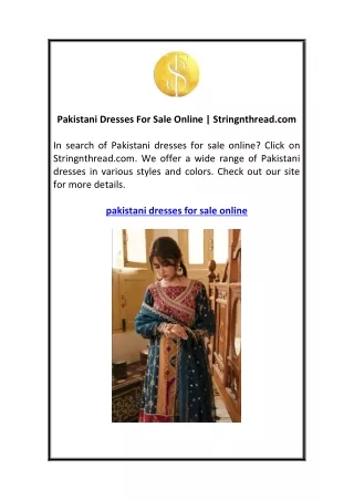 Pakistani Dresses For Sale Online  Stringnthread.com