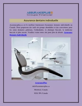 Assurance dentaire individuelle  Assuranceplus.ca