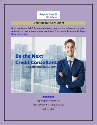 Credit Repair Consultant  Repaircreditedu