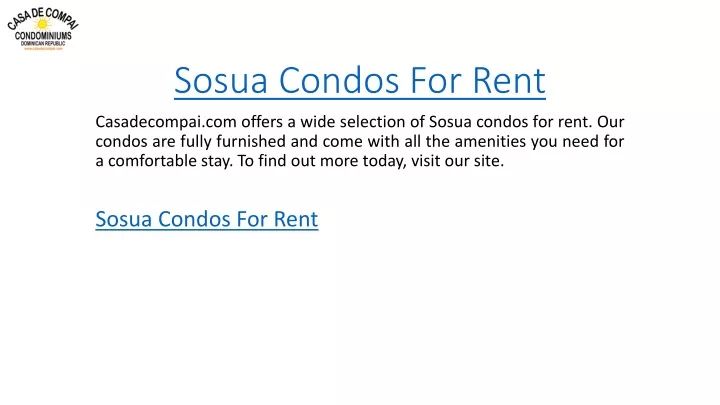 sosua condos for rent