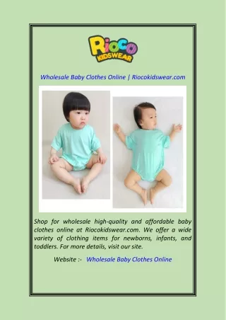 Wholesale Baby Clothes Online Riocokidswear.com