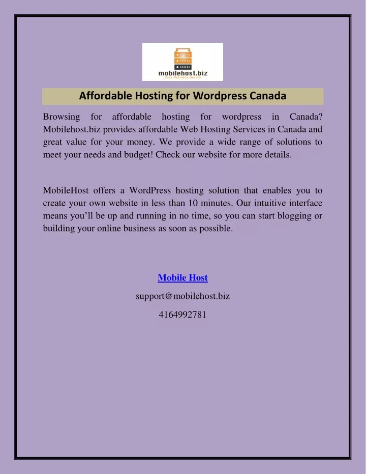 affordable hosting for wordpress canada