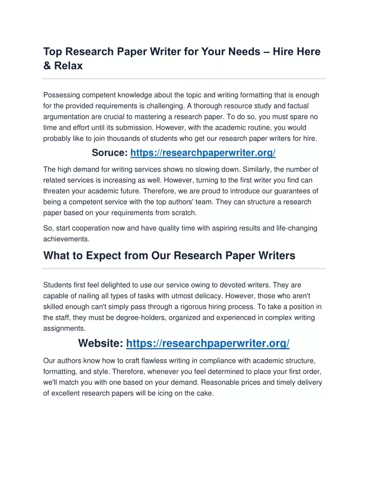 top research paper writer for your needs hire