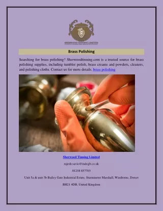 Brass Polishing  Sherwoodtinning