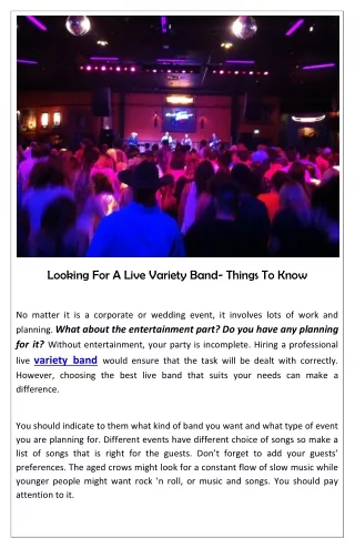 looking for a live variety band things to know