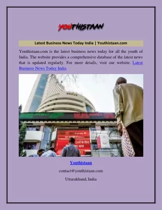 Latest Business News Today India Youthistaan