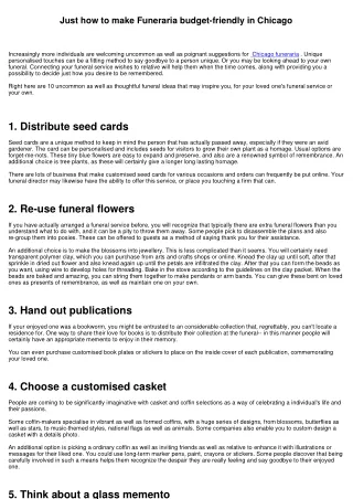 How to make Funeraria budget friendly in Chicago