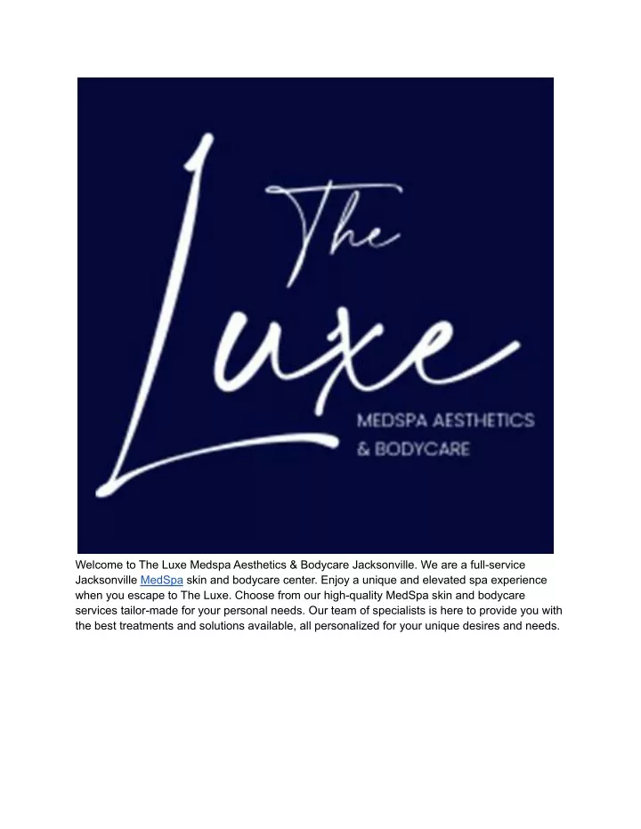 welcome to the luxe medspa aesthetics bodycare