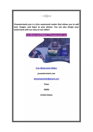 Free Watermark Maker  Prowatermark.com