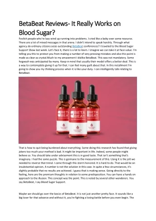 BetaBeat Reviews - It Really Works on Blood Sugar?