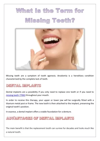 missing teeth are a symptom of tooth agenesis