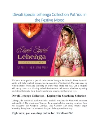 Diwali Special Lehenga Collection Put You in the Festive Mood